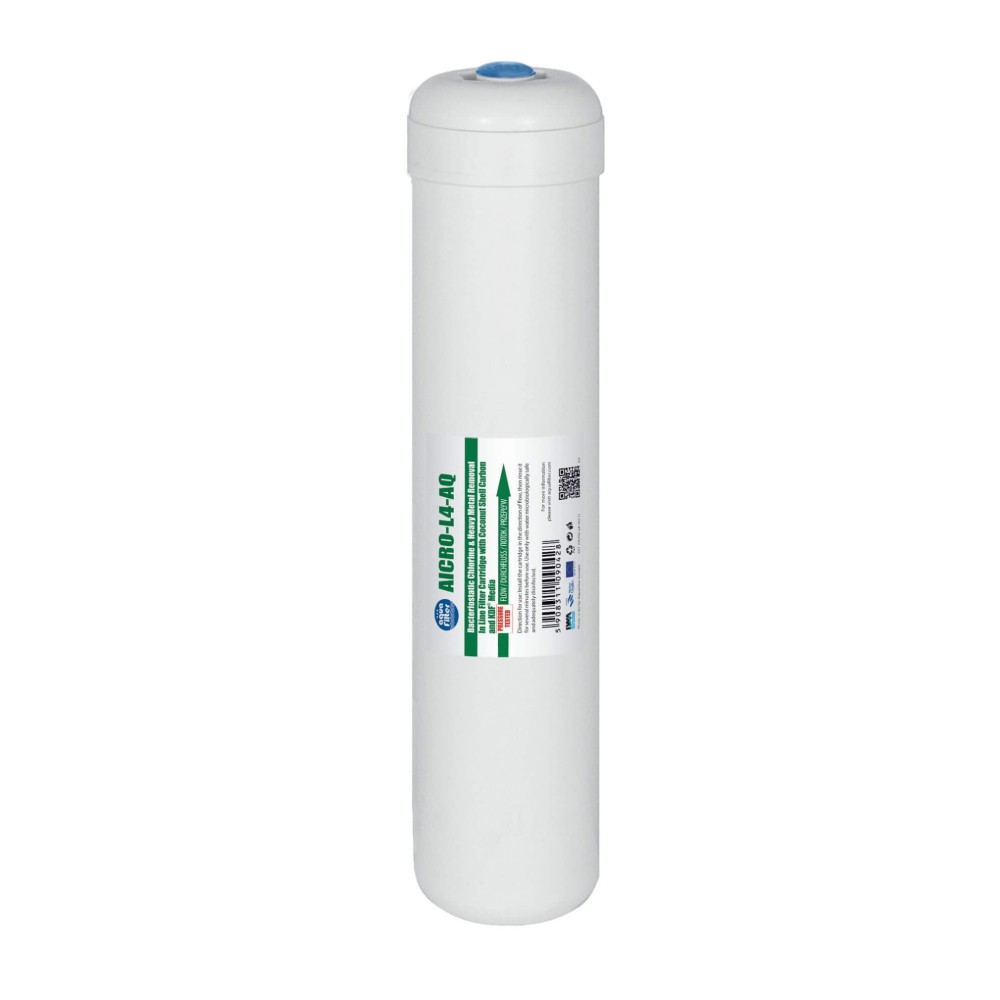 Cartus inline din carbune activat granular cu KDF, AquaFilter AICRO-L4-AQ, 12"x2.5"