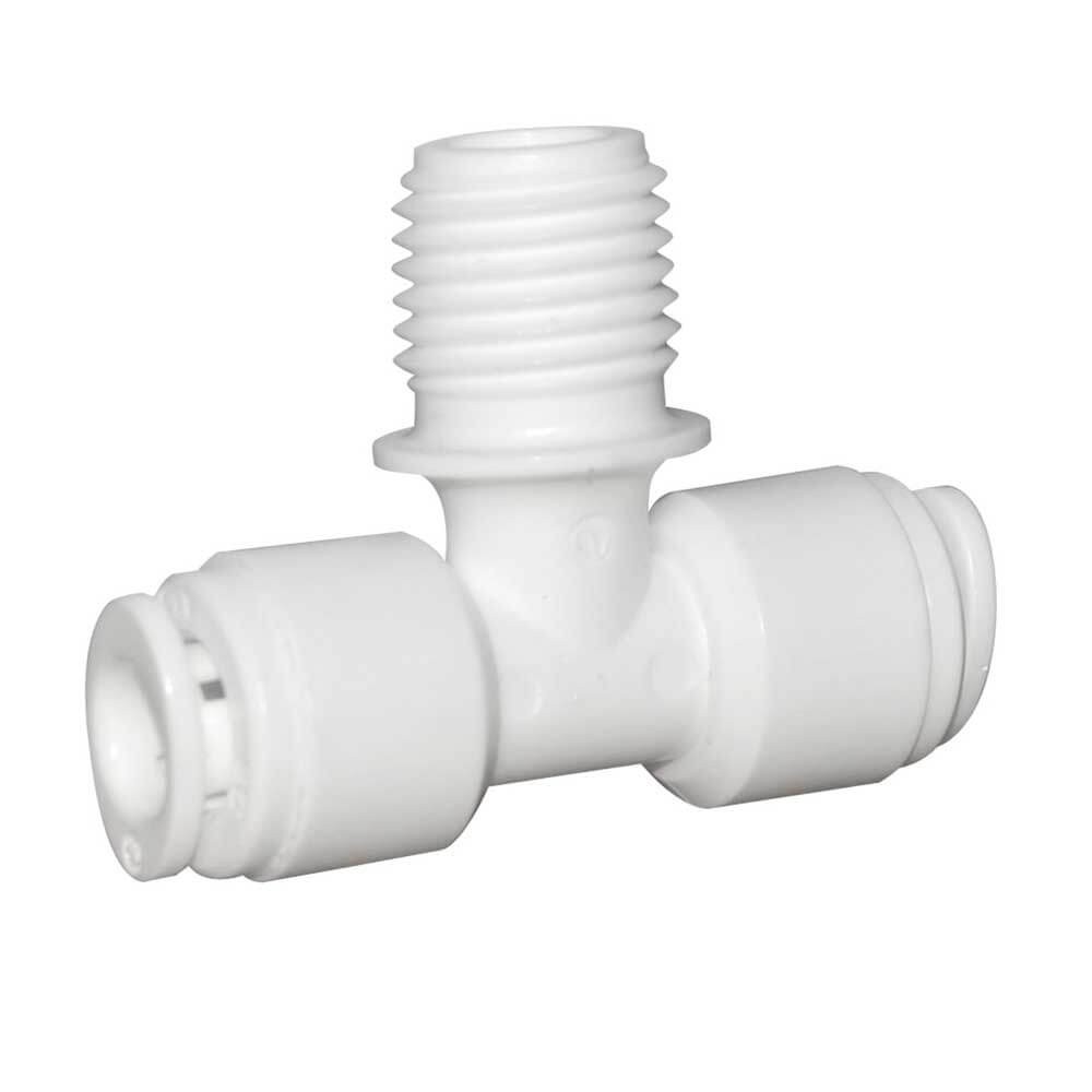 Conector T, 1/4" furtun x 1/4" filet ext. x 1/4" furtun, cuplare cu mufa rapida pentru tub de 6 mm