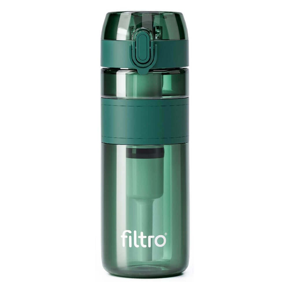 Recipient din tritan cu cartuș filtrant, TRITAN PURE 500 CB, filtru cu carbune activat, BPA Free, 500 ml, finisaj verde