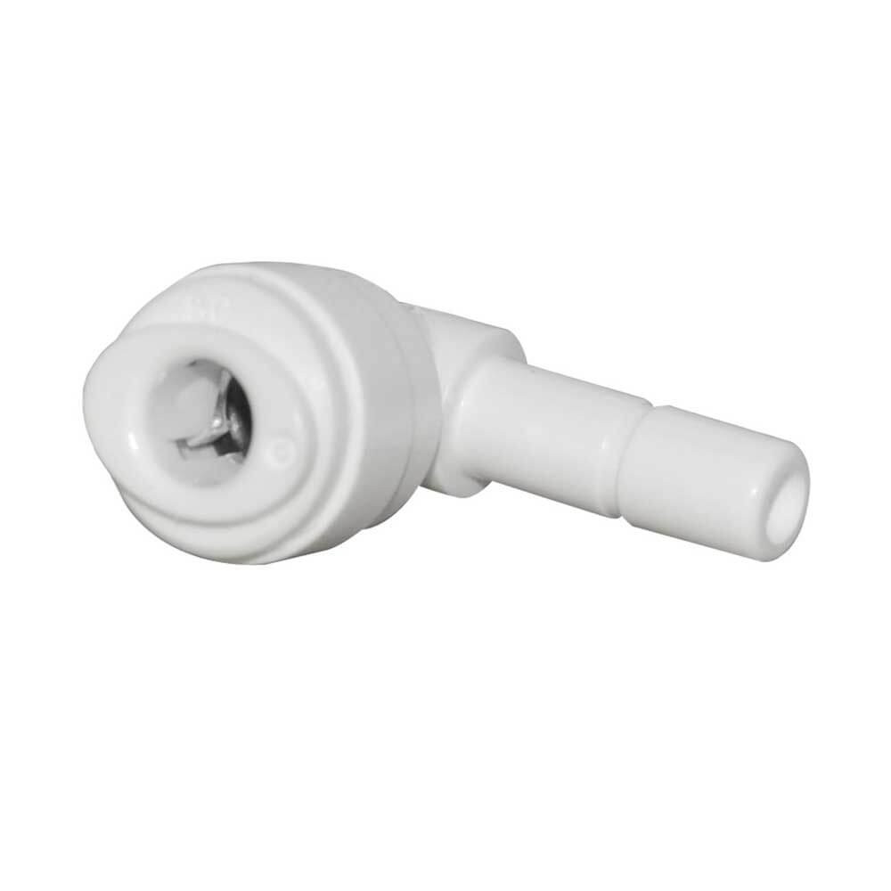 Conector curbat, 3/8" furtun (9 mm) x 1/4" tub (6 mm), cuplare cu mufa rapida pentru furtun de 9 mm