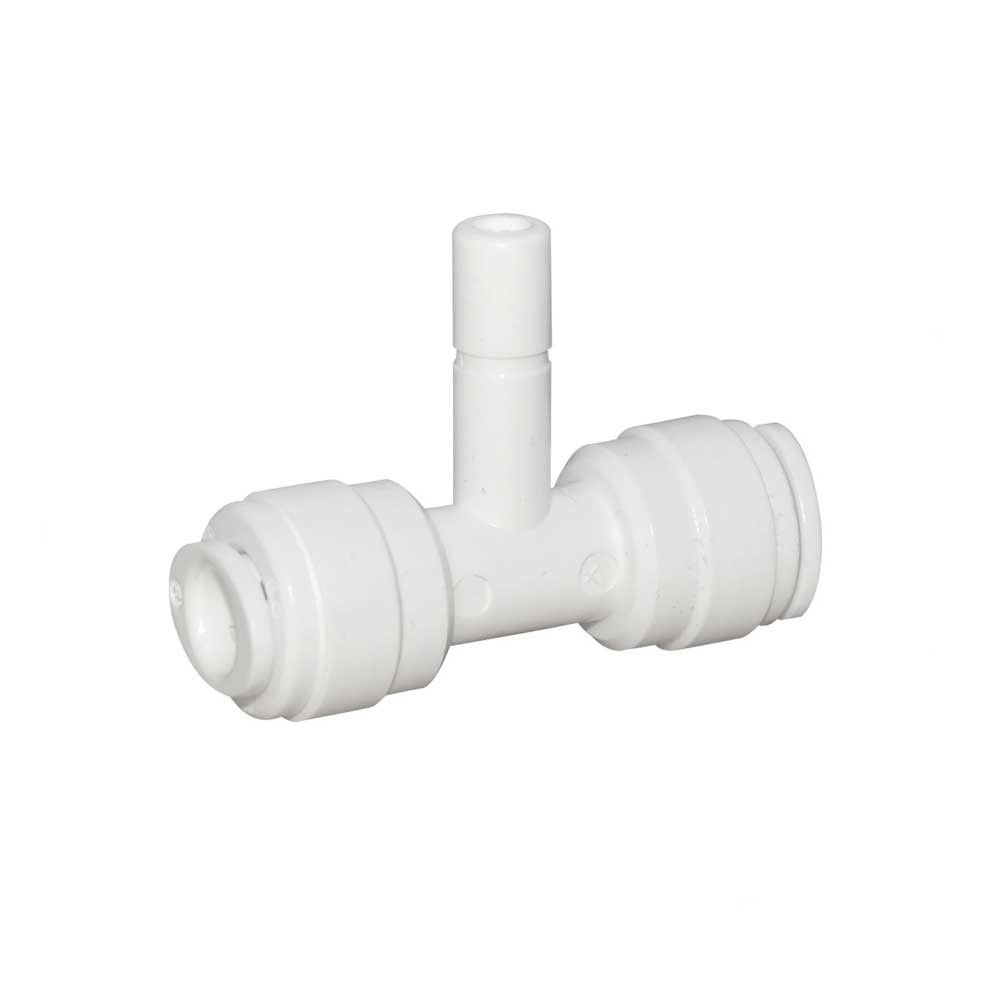 Conector T, 1/4" furtun (6 mm) x 1/4" stem (6 mm) x 1/4" furtun (6 mm), conectare cu mufa rapida pentru furtun de 6 mm