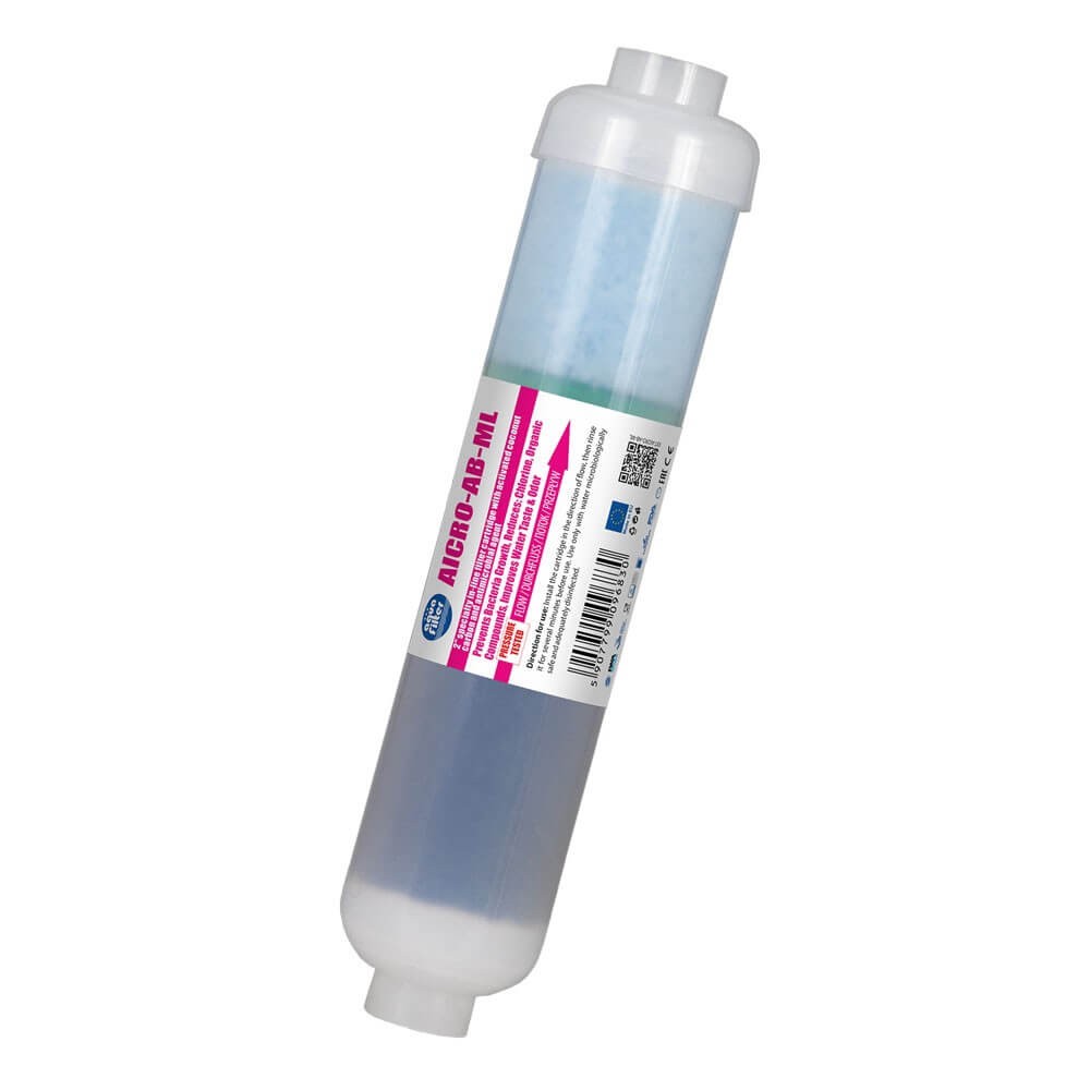 Filtru inline din carbune activat granular si polipropilena, AquaFilter AICRO-AB, transparent, 10.8"x2.5