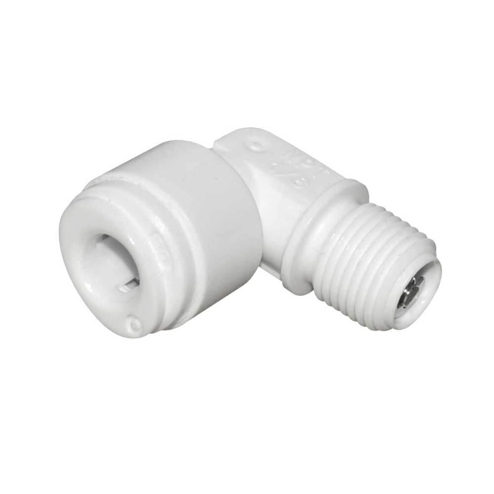 Conector L cu supapa de sens, 1/8" filet ext. x 1/4" furtun (6 mm), cuplare cu mufa rapida pentru furtun de 6 mm